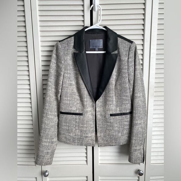 Vintage Nordstrom Classiques Entier Blazer Jacket with Leather Trim Small - Picture 1 of 11